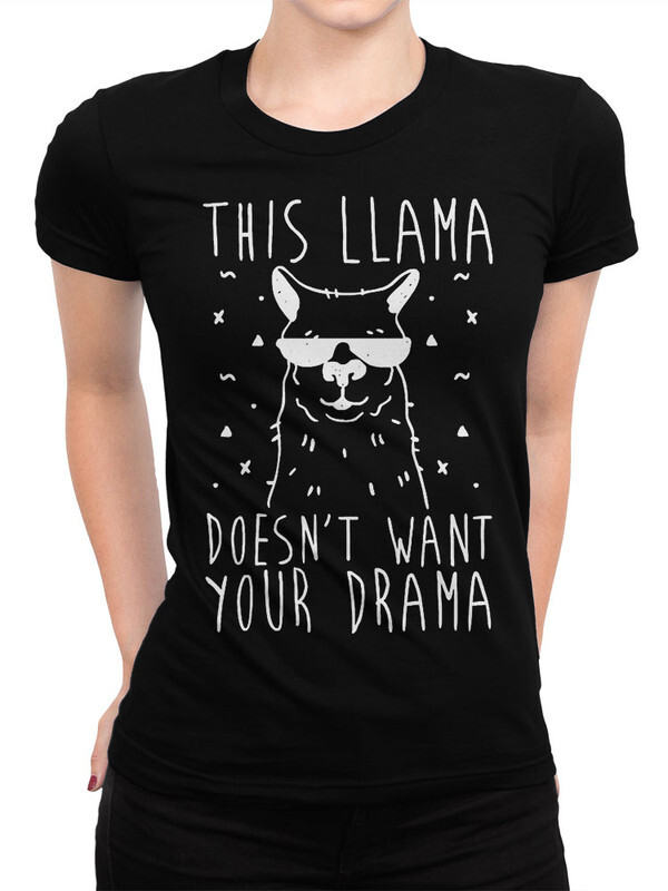 

Футболка женская Design Heroes This llama doesn't want your drama черная 2XL, This llama doesn't want your drama