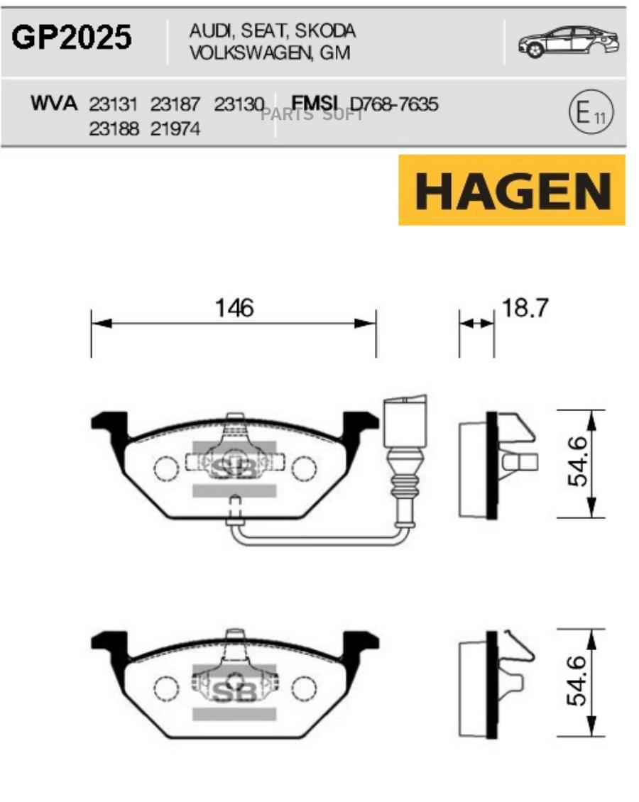 

Колодки торм.пер. HAGEN VOLKSWAGEN BORA 98-05 SANGSIN BRAKE