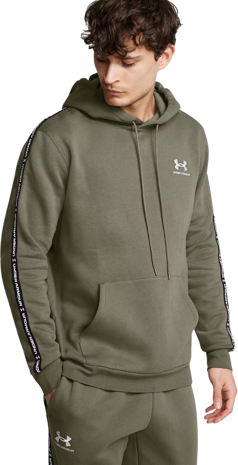 Худи мужское UNDER ARMOUR Icon Fleece HD Taping зеленое 2XL Малайзия зеленый