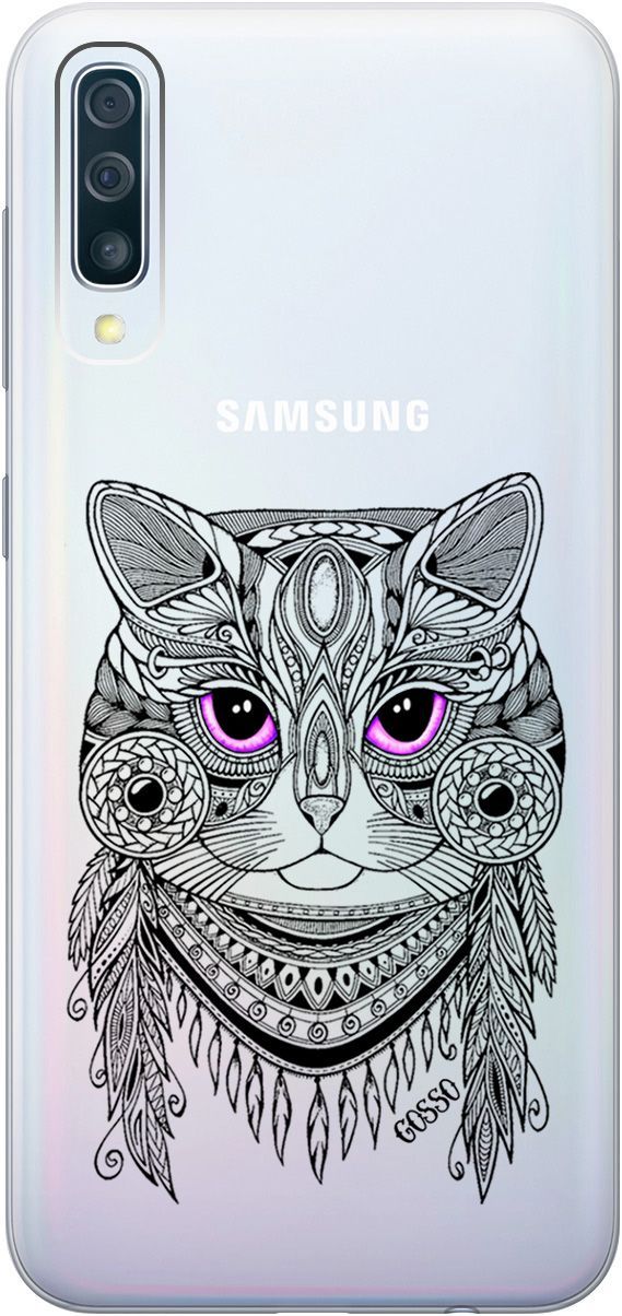 

Чехол на Samsung Galaxy A50 "Grand Cat" прозрачный, Прозрачный;фиолетовый, 0