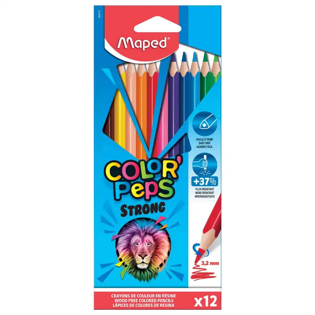 Карандаши цветные MAPED COLOR PEP'S Strong, набор 12 цветов, грифель 3,2мм 6 уп