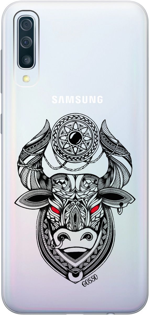 

Чехол на Samsung Galaxy A50 "Grand Bull" прозрачный, Прозрачный;красный, 0