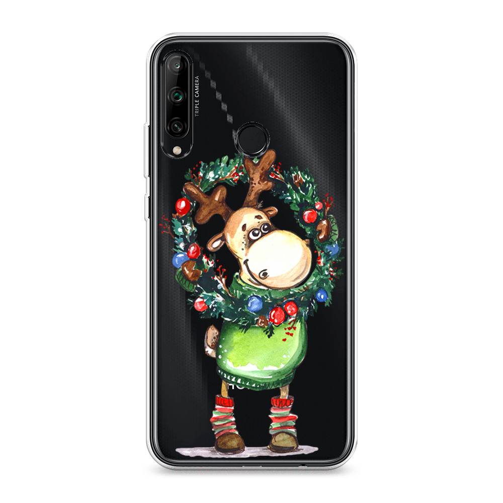 

Чехол на Honor 9C/Huawei P40 Lite E/Y7p "Олень с новогодним венком", 612550-4