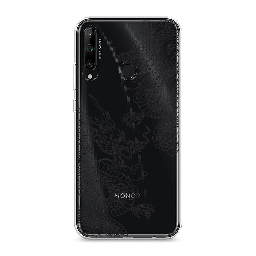 

Чехол на Honor 9C/Huawei P40 Lite E/Y7p "Два китайских дракона", Серый;черный, 612550-1