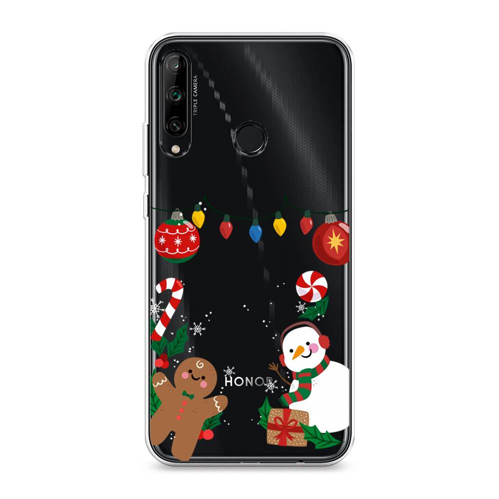 

Чехол на Honor 9C/Huawei P40 Lite E/Y7p "Новогоднее настроение", Коричневый;красный;зеленый, 612550-5