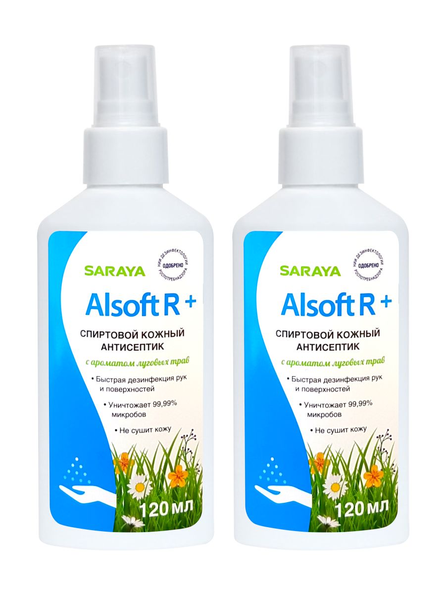 Комплект Alsoft Антисептическое средство R+ Алсофт Р плюс 120 мл спрей х 2 шт антисептическое средство чистея плюс 100 мл спрей