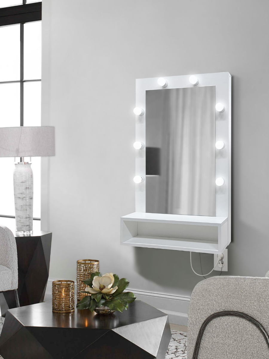 

Зеркало настенное с подсветкой и нишей "Шарм-3", белое, Белый, зеркало