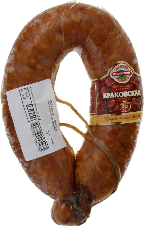 

Колбаса Пермский МК Краковская полукопченая 450 г