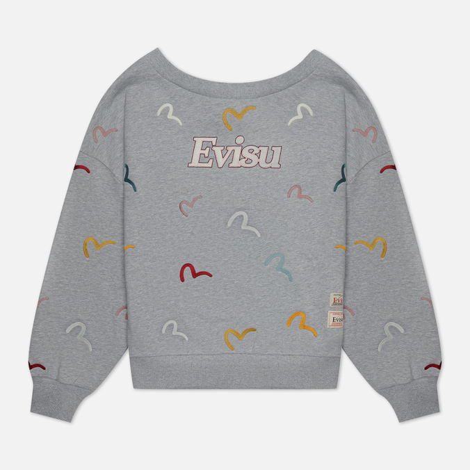 

Женская толстовка Evisu All Over Seagull Embroidered серый, Размер L, All Over Seagull Embroidered