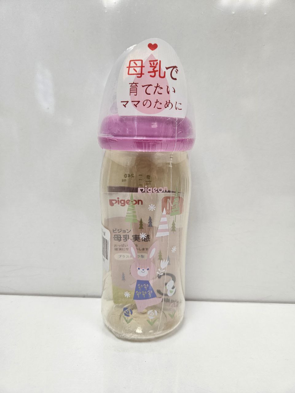 Бутылочка Pigeon 240 мл, PPSU, соска М (3+ мес), в термоплёнке, Япония, сиреневый