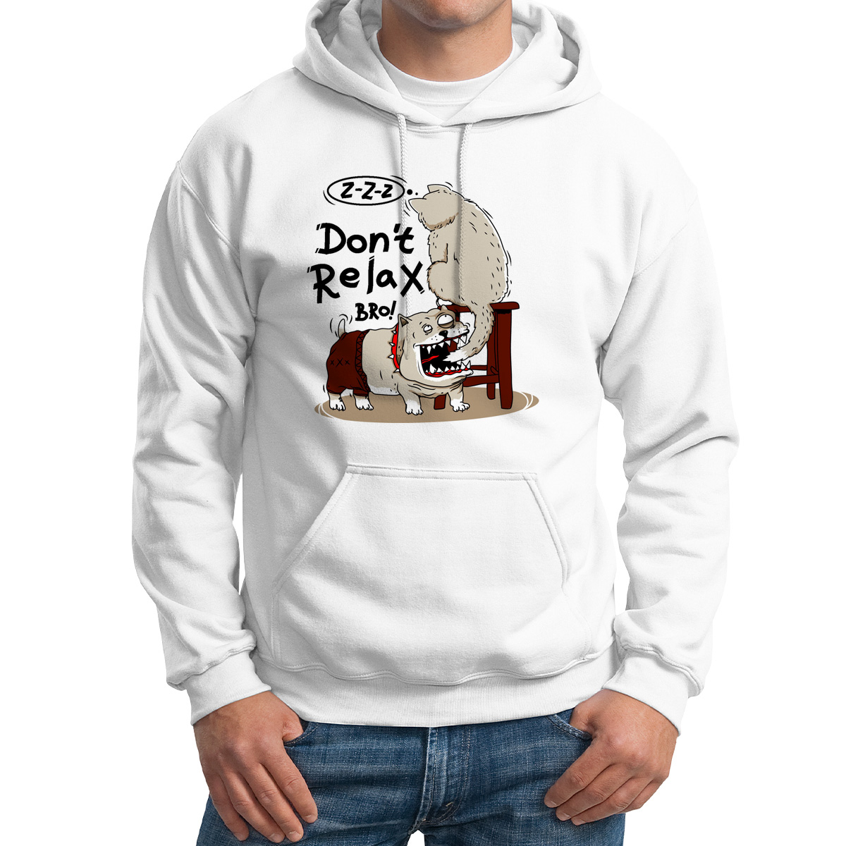 

Худи унисекс CoolPodarok Прикол Собака dont relax белое 62 RU, M0151343