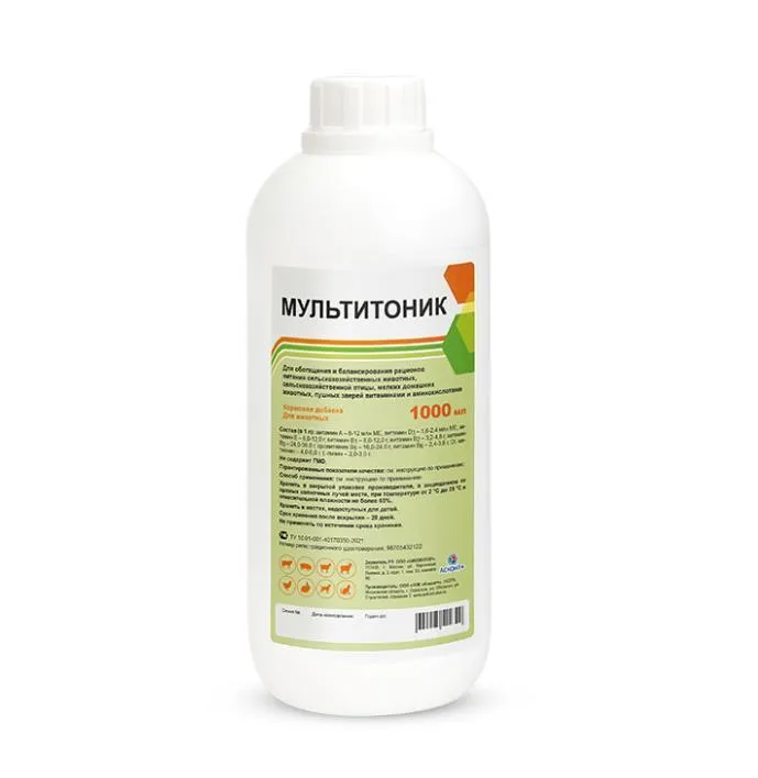

Мультитоник Асконт+, кормовая добавка 1 л., Для кошек, Для кроликов, Для лошадей, Для птиц, Для собак