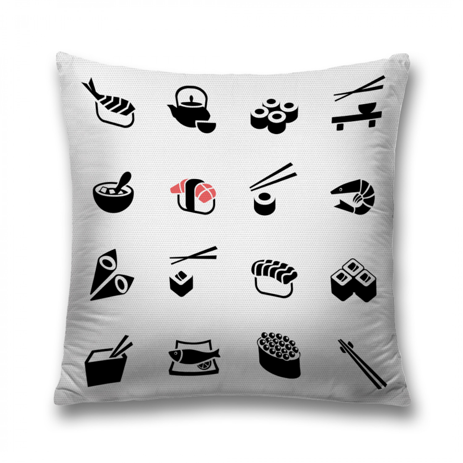 

Наволочка декоративная JoyArty "Выбор японских блюд" на молнии, 45x45 см, Белый, Выбор японских блюд