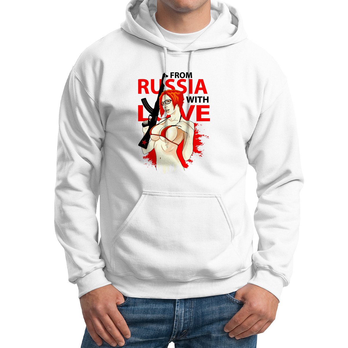 

Худи унисекс CoolPodarok Прикол Девушка From russia белое 62 RU, Белый, M0151373