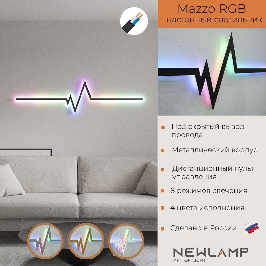 Настенный светильник NEWLAMP светодиодный Mazzo RGB 1500 мм чёрный без вилки