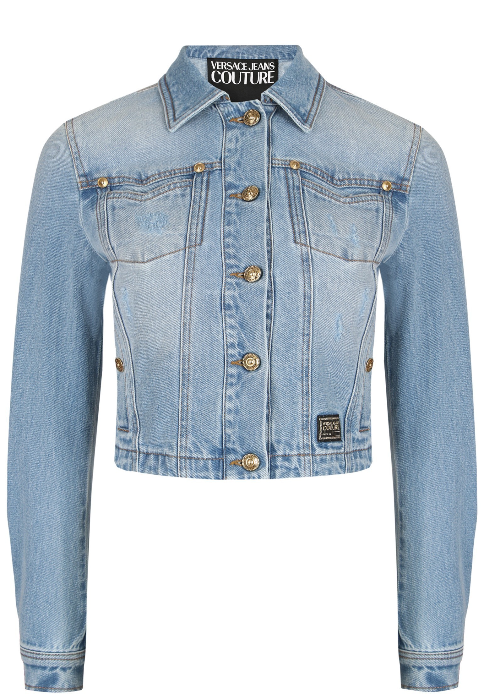 Джинсовая куртка женская Versace Jeans Couture 125347 голубая 44 IT