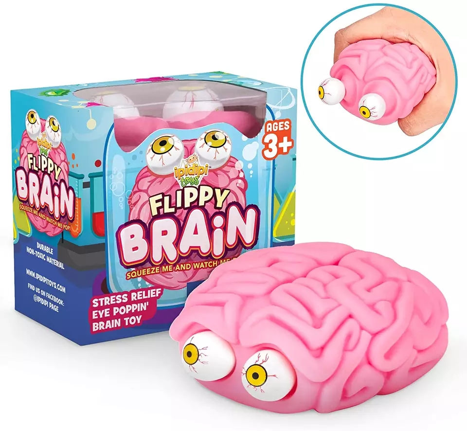 Игрушка-антитсресс 1toy Пучеглаз-антистресс Мозг 8х9 см, розовый