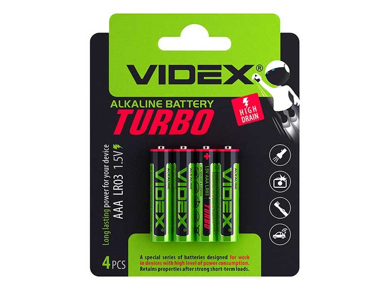 

Батарейка AAA - Videx LR3 Turbo (4 штуки) VID-LR3T-4BC