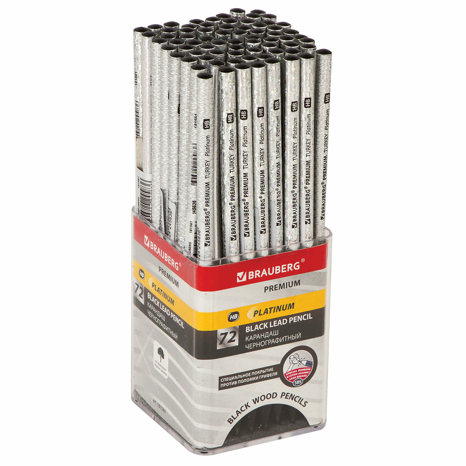 

Карандаш чернографитный BRAUBERG PREMIUM TURKEY Platinum НВ дисплей 72 шт