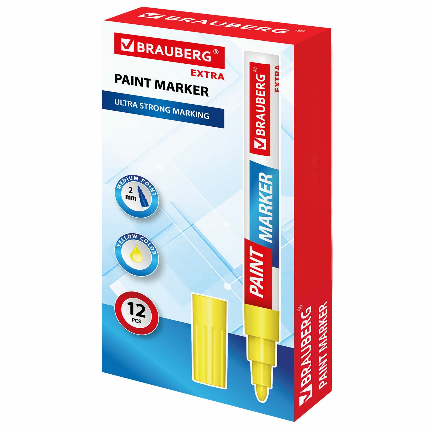 

Маркер-краска Brauberg Brauberg Extra (paint marker) лаковый 2 мм, желтый 151973 12 шт