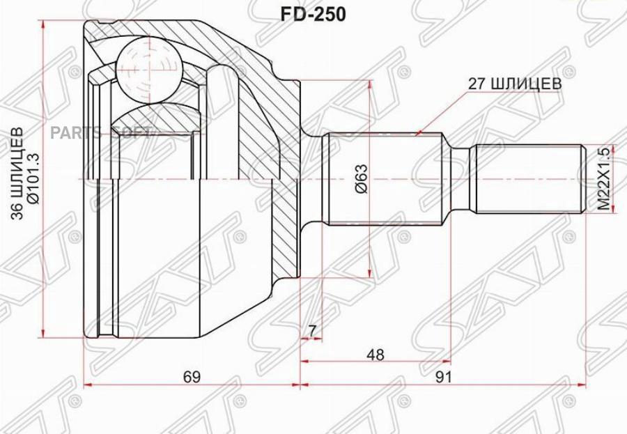 

Шрус Наружный Ford Kuga 08- Sat арт. FD-250