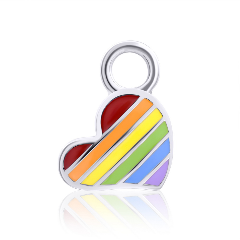 фото Подвеска для серег из серебра uma&umi сердце радуга разноцветная