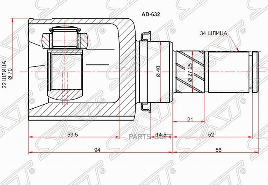 

Шрус Внутренний Lh (левый) Ford Focus Iii 1.6/2.0 Powershift Sat арт. FD-632