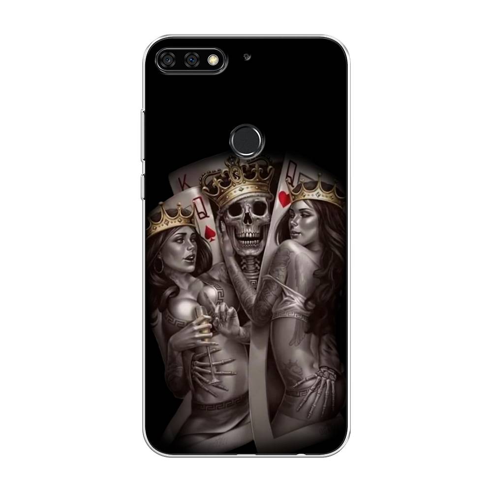 

Чехол на Huawei Nova 2 Lite/Y7 Prime 2018/Honor 7C Pro "Карты король и королевы", Серый;желтый, 64650-6