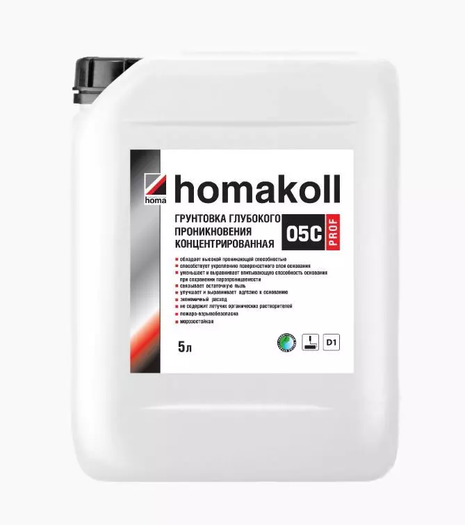 Грунтовка глубокого проникновения Homakoll 05 C Prof, 5 л, концентрат