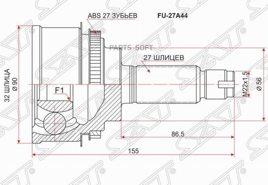 

SAT Шрус наружный SUBARU FORESTER SG/SH W.STI 03-07-/IMPREZA GC/GD/GF EJ20 S.STI 98-