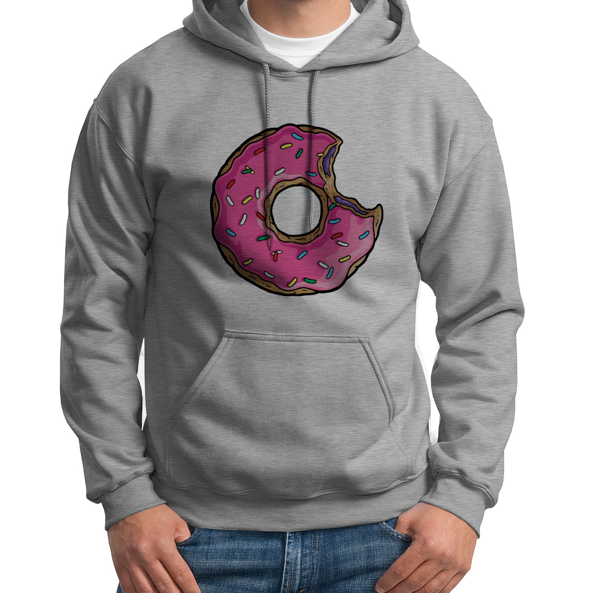 

Худи унисекс CoolPodarok Пончик серое 46 RU, S0113965