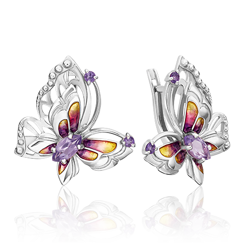 

Серьги из серебра с аметистом/эмалью PLATINA jewelry 02-4780-00-203-0200-69_0, 02-4780-00-203-0200-69_0
