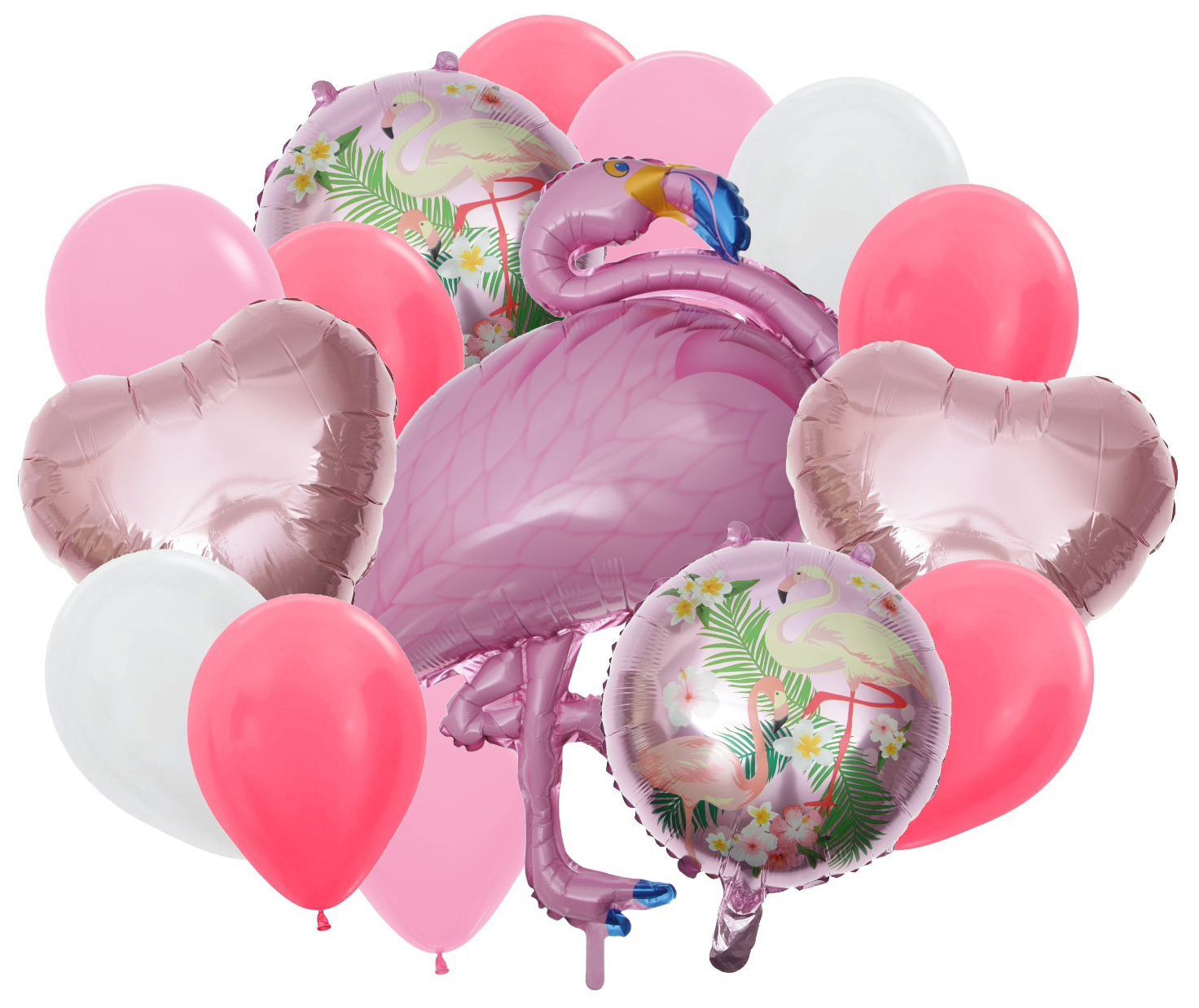 Букет из шаров «Фламинго», фольга, латекс, набор 16 шт., цвет розовый