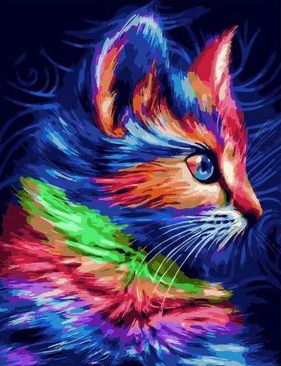 

Картина по номерам Paintboy (Premium) Радужный котенок