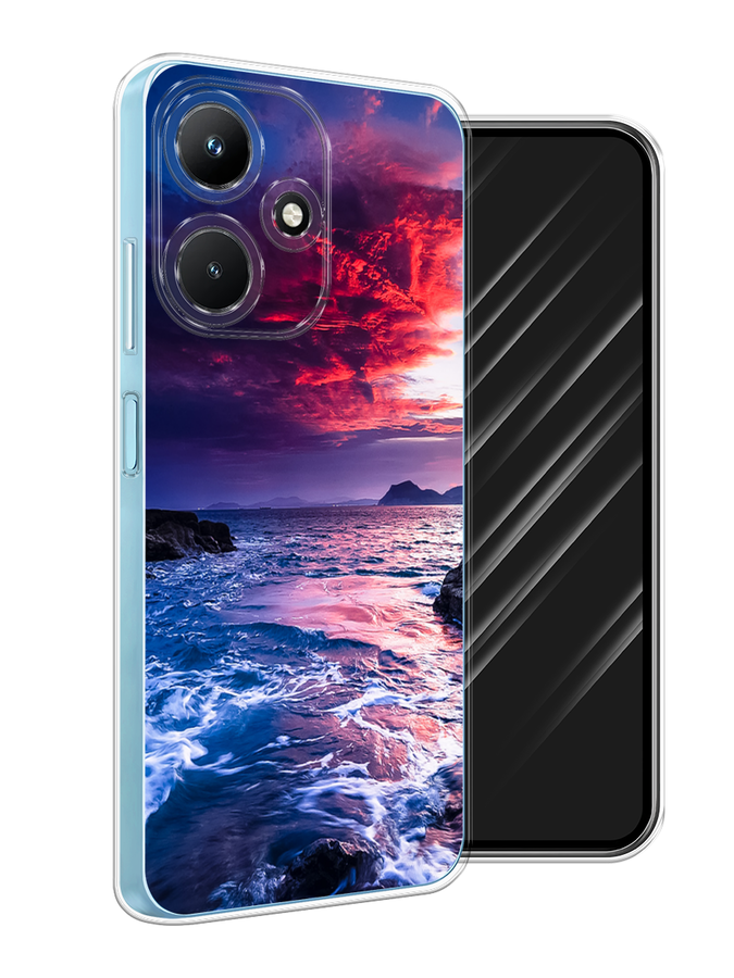 

Чехол Awog на Infinix Hot 30i "Волны 1", Розовый;синий, 3104150-4