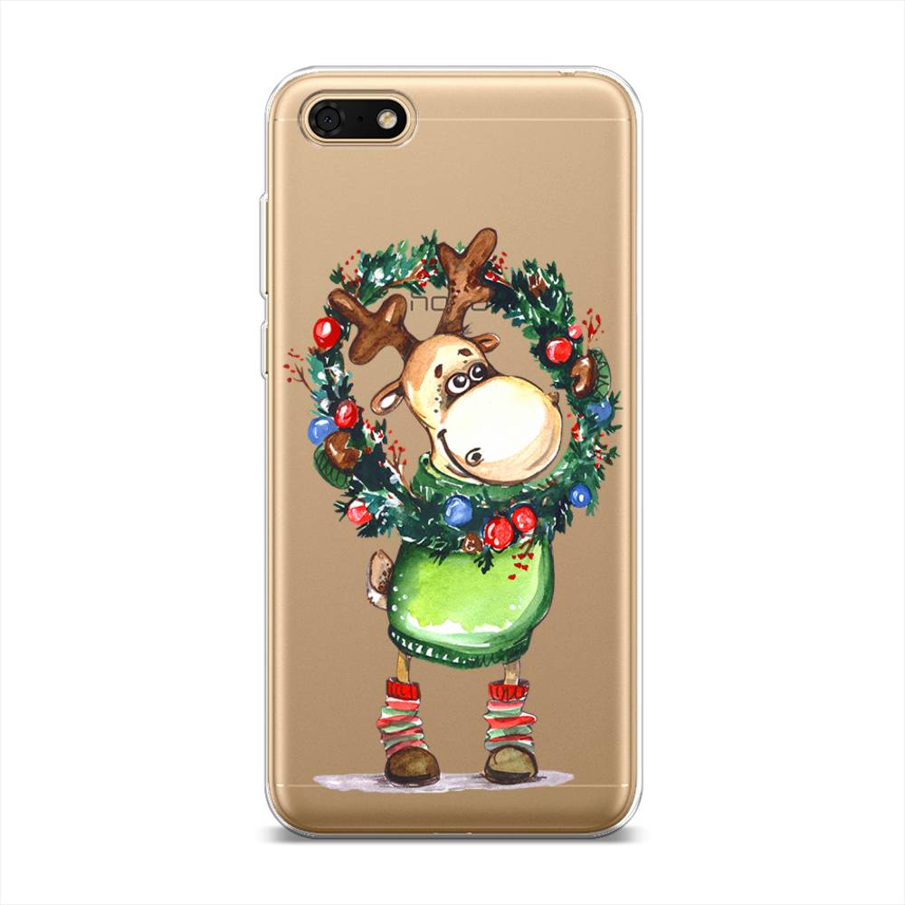 

Чехол на Huawei Honor 7A/7A Prime/Y5 Prime 2018/Y5 2018 "Олень с новогодним венком", 65250-4