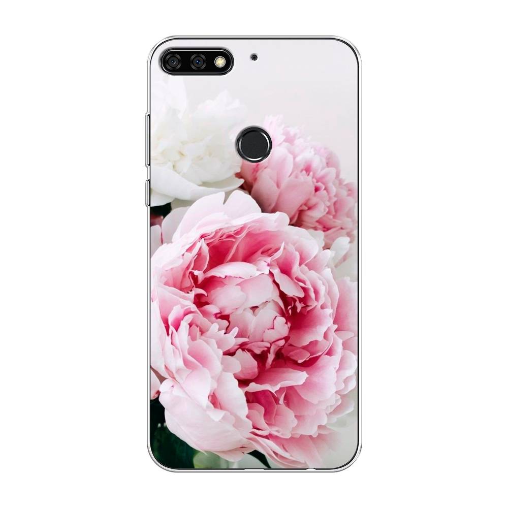 

Чехол на Honor 7C Pro/Huawei Y7 Prime 2018/Nova 2 Lite "Розовые и белые пионы", Розовый;белый, 65550-2