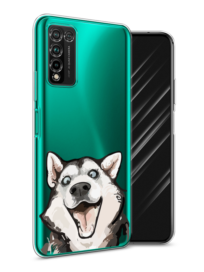 

Чехол Awog на Honor 10X Lite "Радостный хаски", Белый;голубой;черный, 6104650-1