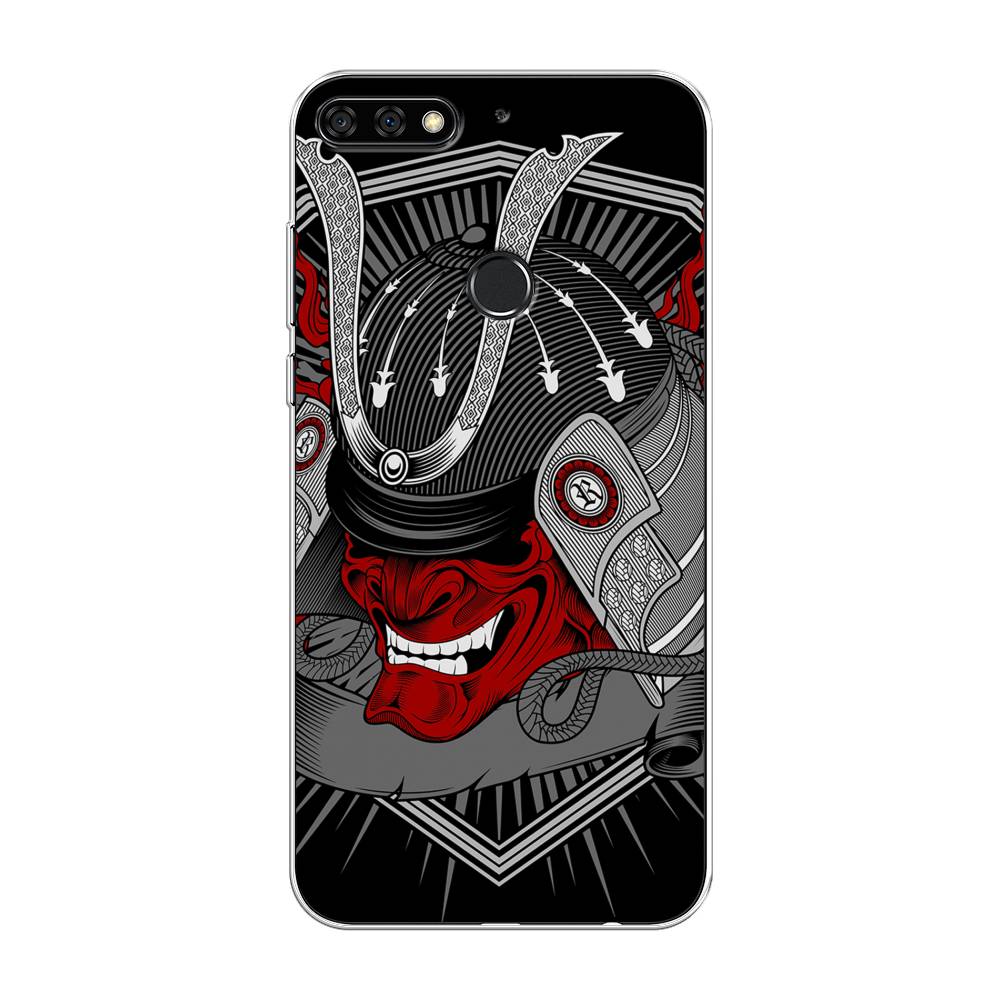 

Чехол на Honor 7C Pro/Huawei Y7 Prime 2018/Nova 2 Lite "Красная маска самурая", Белый;красный;черный, 65550-4