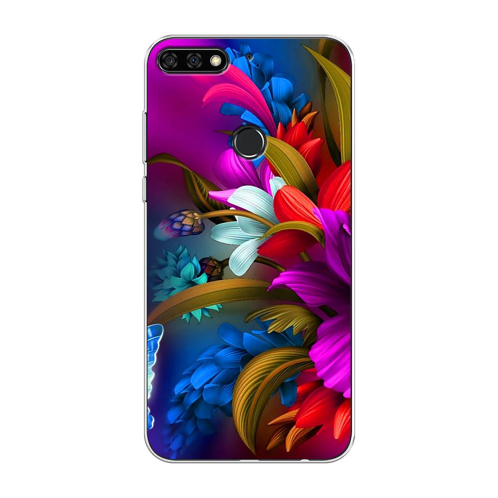 

Чехол на Honor 7C Pro/Huawei Y7 Prime 2018/Nova 2 Lite "Фантастические цветы", Фиолетовый;красный;синий, 65550-2