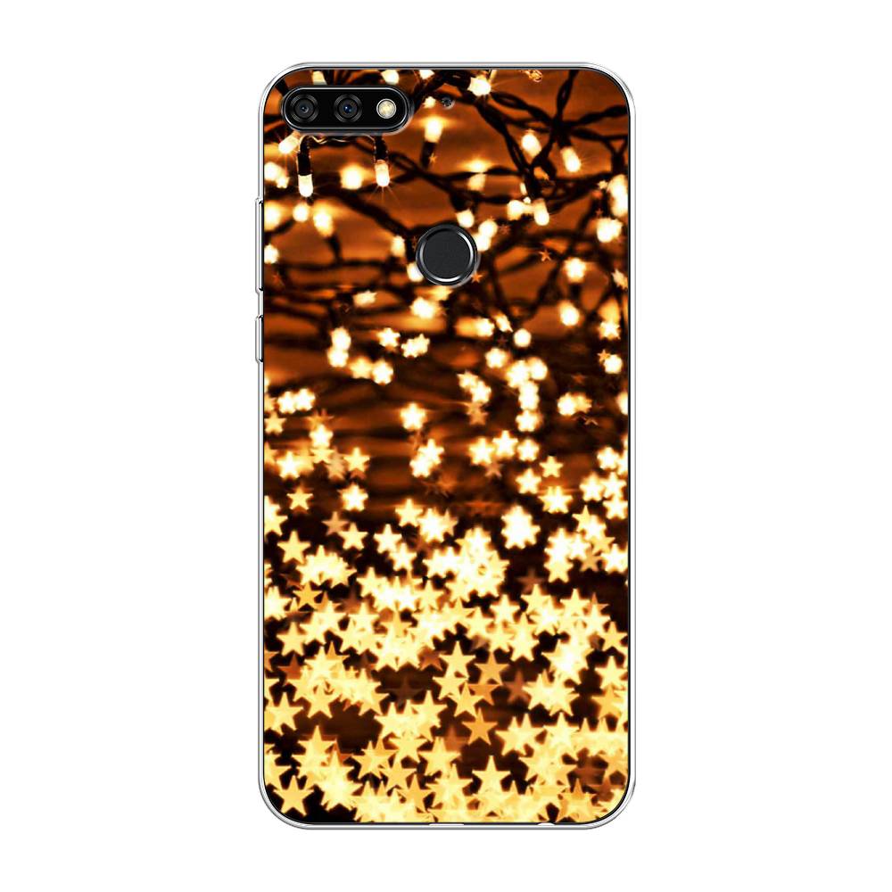 

Чехол на Honor 7C Pro/Huawei Y7 Prime 2018/Nova 2 Lite "Новогодняя гирлянда", Золотистый, 65550-5