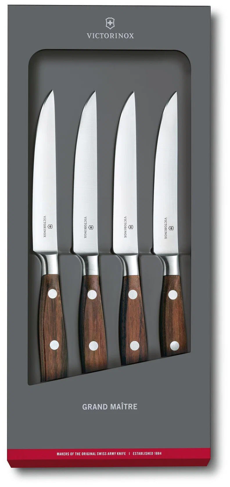

Набор ножей кухон. Victorinox Grand Maitre Steak (7.7240.4) компл.:4шт дерево подар.коробк, Серый