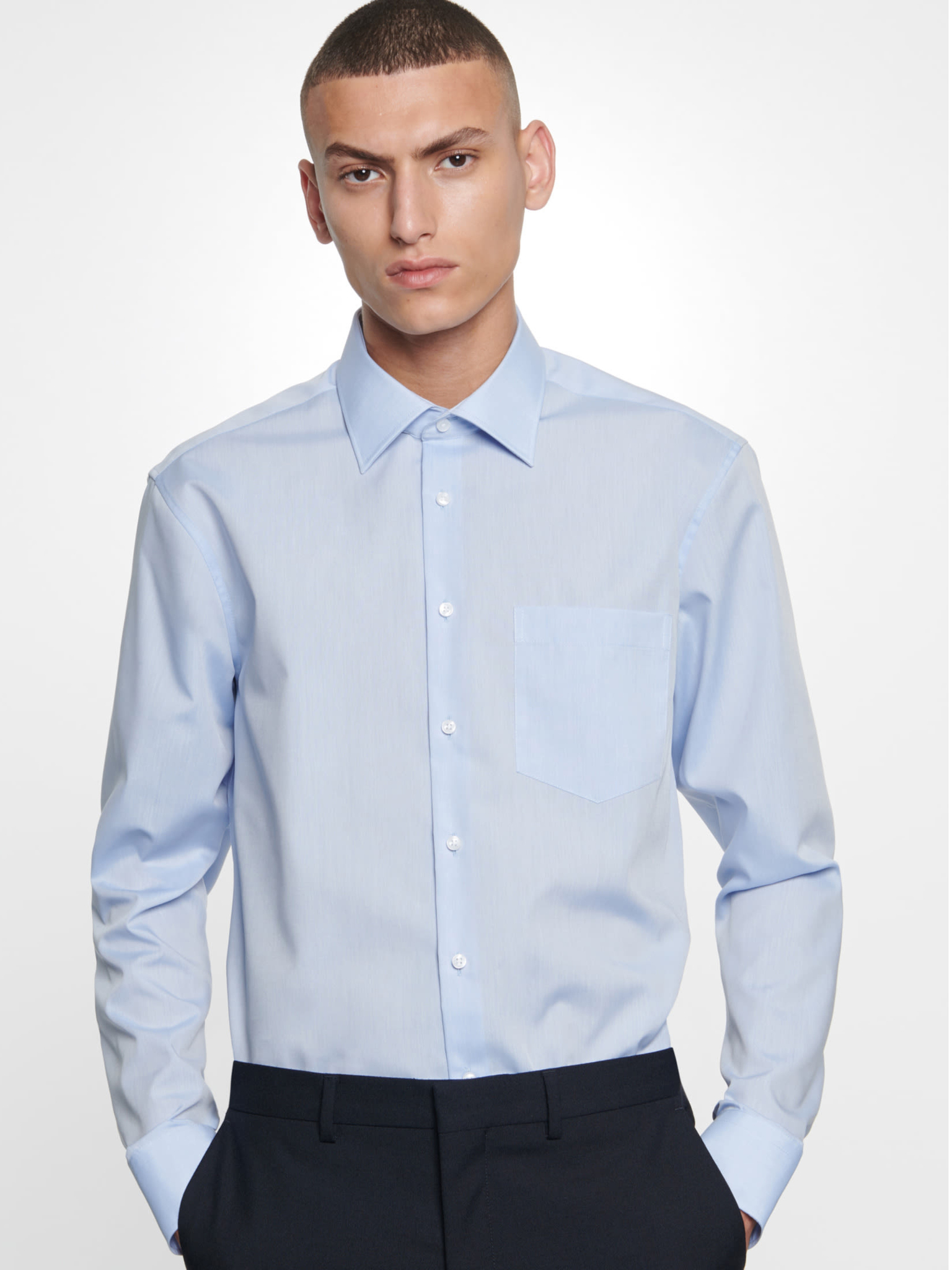 Рубашка мужская Seidensticker 002000-15 голубая 4XL; 54 EU; 50 DE