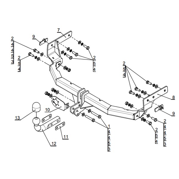 

Фаркоп оцинкованный Kia K5 2020- крюк на двух болтах, TCU00164