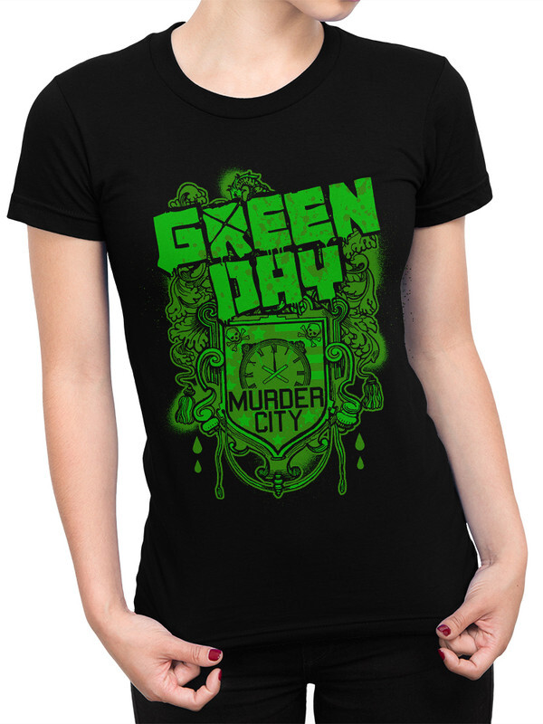 фото Футболка женская design heroes green day - murder city черная 2xl