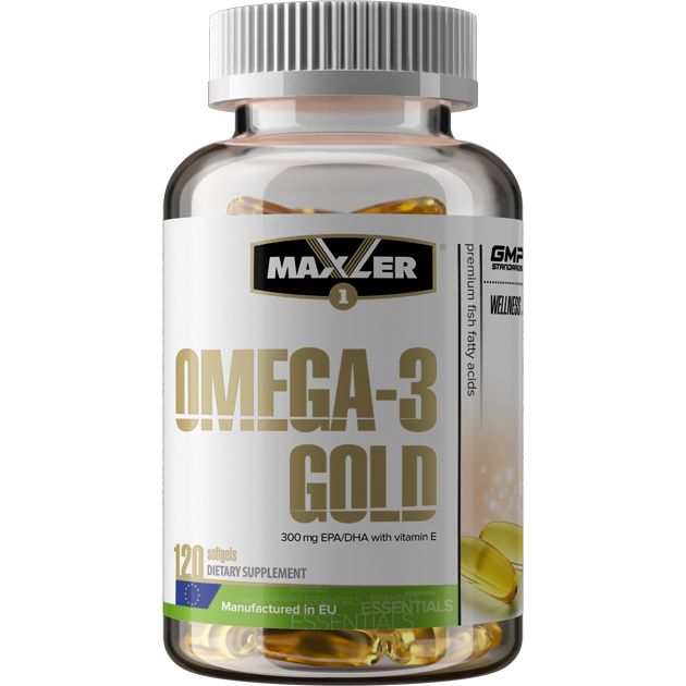 фото Рыбий жир омега-3 maxler omega-3 gold капсулы epa/dha 300 мг 120 шт.