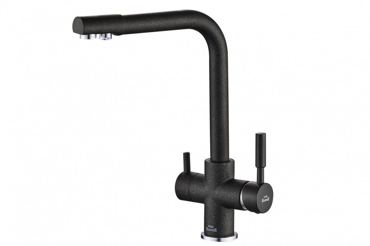 

Смеситель для кухни ZorG SH 552 BLACK CR под фильтр, Черный, SH 552 BLACK CR