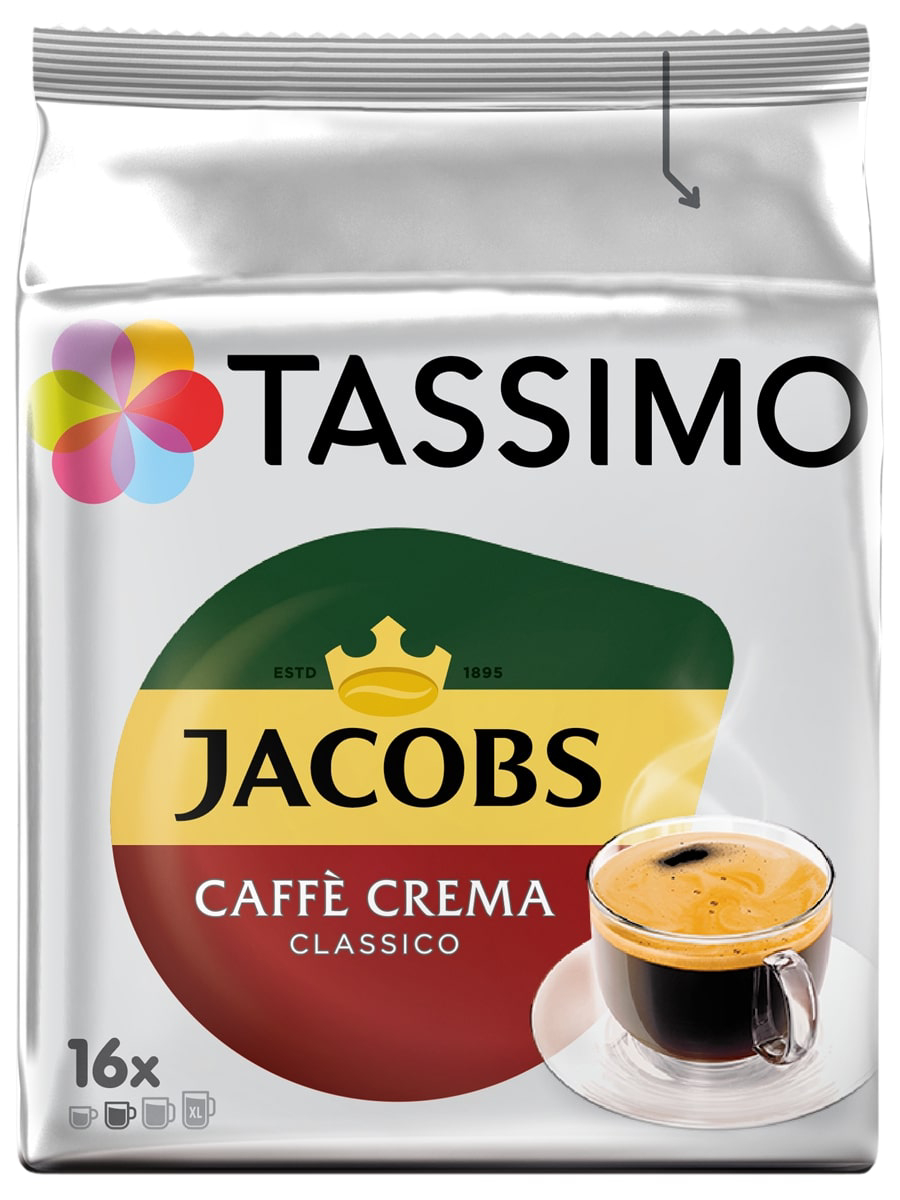 фото Кофе в капсулах jacobs tassimo café crema classico т-диски, 16 шт.