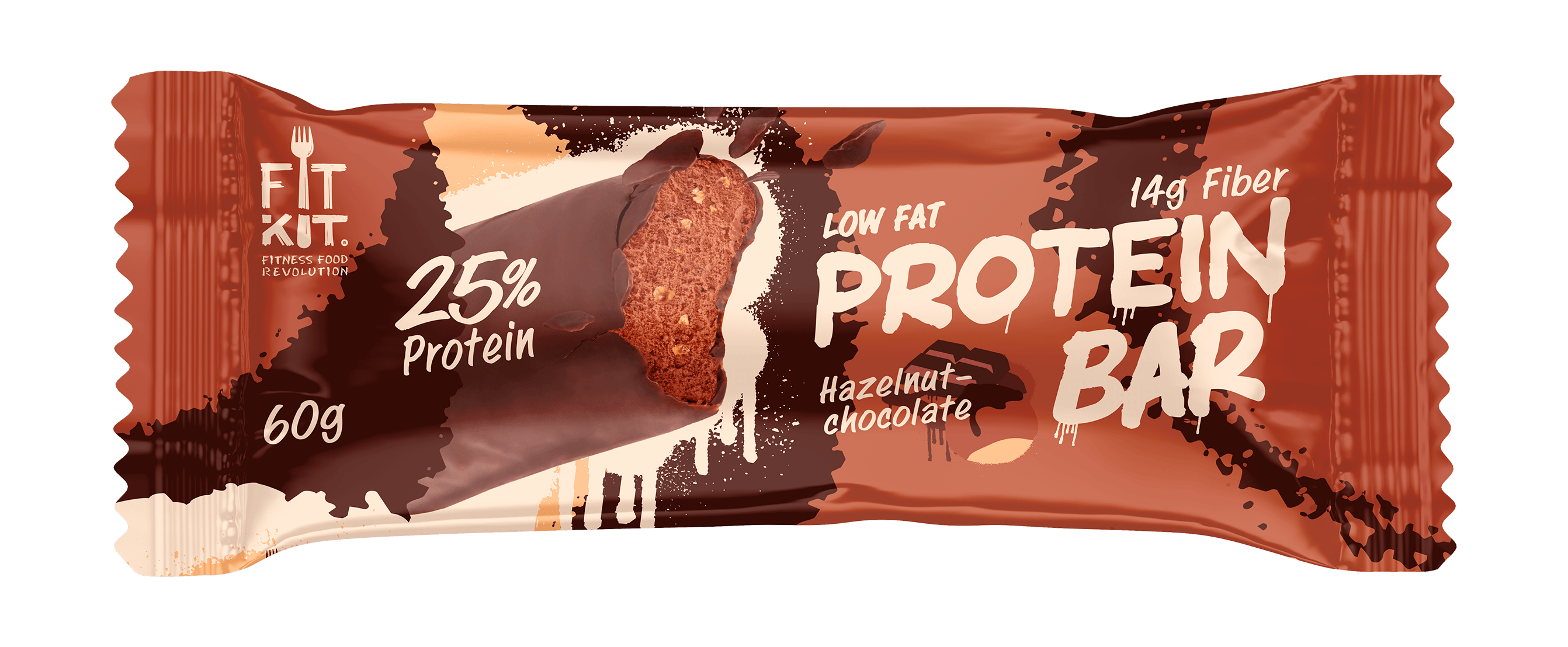 фото Протеиновый батончик fit kit protein bar "шоколад-фундук" (коробка, 20 штук по 60 гр )