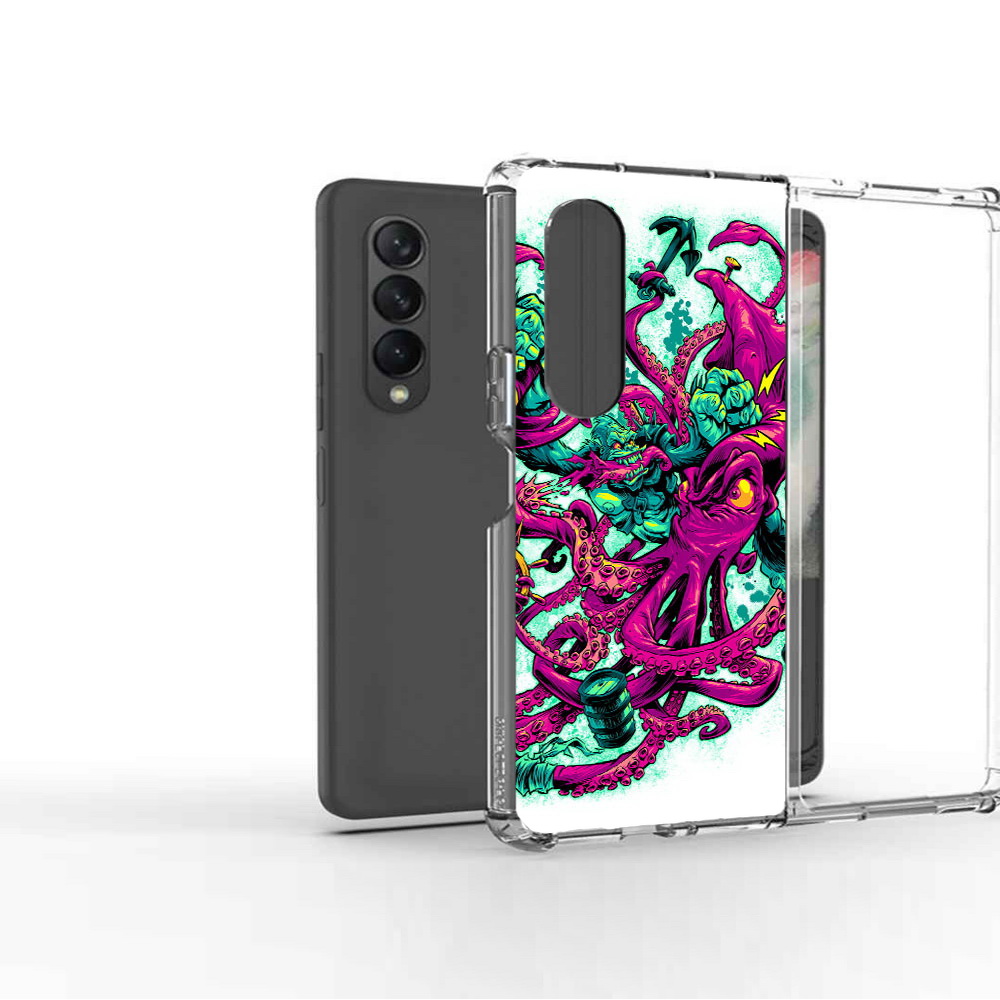 

Чехол MyPads Tocco для Samsung Galaxy Z Fold2 фиолетовый кракен, Прозрачный, Tocco